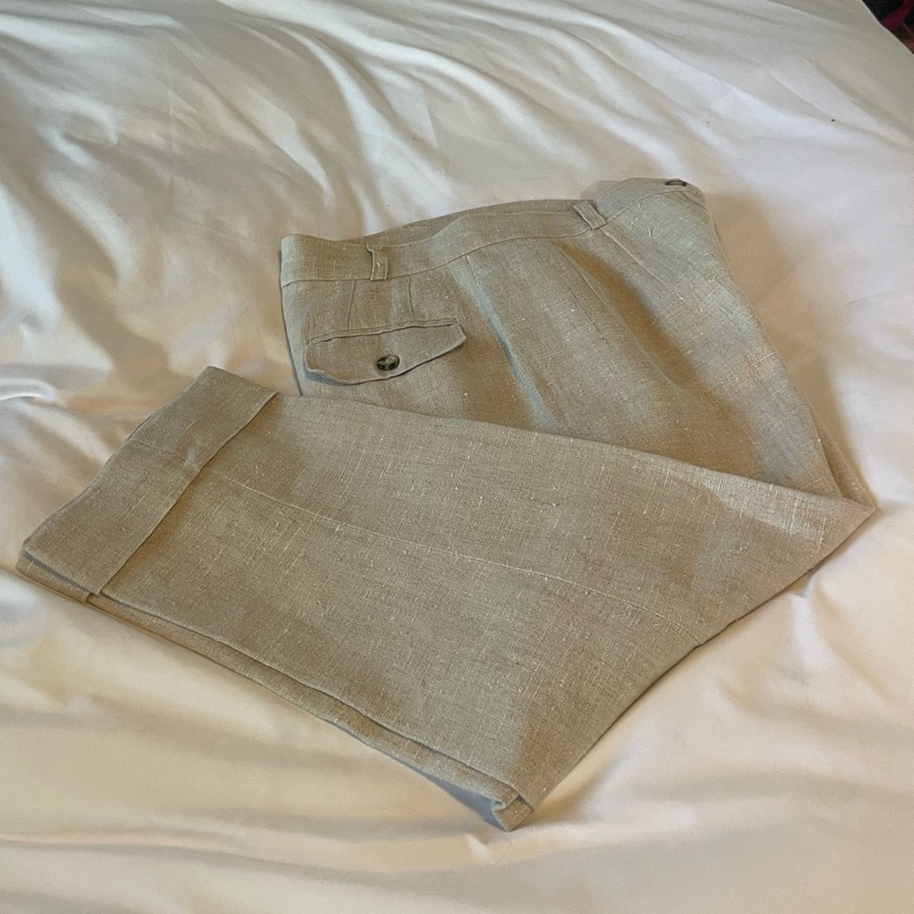💯 LINEN Ladies Tan Pants